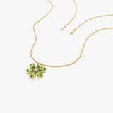 14K Gold Peridot Flower Necklace Ferkos Fine Jewelry