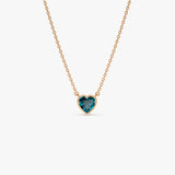14K Gold Heart Shaped London Blue Topaz Layering Necklace Ferkos Fine Jewelry