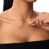 14K Gold Heart Shaped London Blue Topaz Layering Necklace Ferkos Fine Jewelry