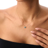 14K Gold Heart Shaped London Blue Topaz Layering Necklace Ferkos Fine Jewelry
