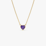 14K Gold Heart Shaped Amethyst Layering Necklace 14K Gold Ferkos Fine Jewelry