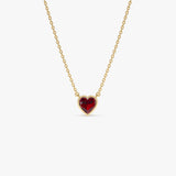 14K Gold Heart Shaped Garnet Layering Necklace 14K Gold Ferkos Fine Jewelry