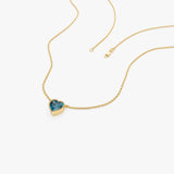 14K Gold Heart Shaped London Blue Topaz Layering Necklace Ferkos Fine Jewelry