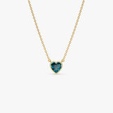 14K Gold Heart Shaped London Blue Topaz Layering Necklace 14K Gold Ferkos Fine Jewelry