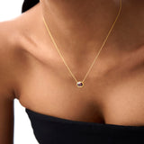 14K Gold Oval Shape Bezel Set Garnet Necklace Ferkos Fine Jewelry