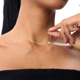 14K Gold Oval Shape Bezel Set Peridot Necklace Ferkos Fine Jewelry