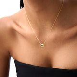 14K Gold Oval Shape Bezel Set Peridot Necklace Ferkos Fine Jewelry