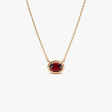 14K Gold Oval Shape Bezel Set Garnet Necklace Ferkos Fine Jewelry
