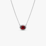 14K Gold Oval Shape Bezel Set Garnet Necklace Ferkos Fine Jewelry