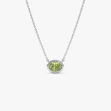 14K Gold Oval Shape Bezel Set Peridot Necklace Ferkos Fine Jewelry