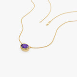 14K Gold Oval Shape Bezel Set Amethyst Necklace Ferkos Fine Jewelry