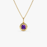 14K Prong Setting Round Amethyst Charm Necklace 14k Gold Ferkos Fine Jewelry