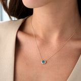 14K Prong Setting Oval Shaped London Blue Topaz Necklace Ferkos Fine Jewelry