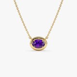 14K Prong Setting Oval Shaped Amethyst Necklace 14k Gold Ferkos Fine Jewelry