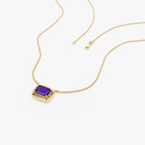 14K Prong Setting Emerald Cut Amethyst Necklace Ferkos Fine Jewelry