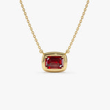 14K Prong Setting Emerald Cut Garnet Necklace 14k Gold Ferkos Fine Jewelry