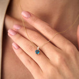 14K Cushion Cut London Blue Topaz with Diamond Bail Ferkos Fine Jewelry
