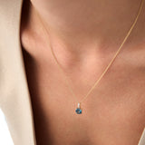 14K Cushion Cut London Blue Topaz with Diamond Bail Ferkos Fine Jewelry