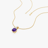 14K Cushion Cut Amethyst with Diamond Bail Ferkos Fine Jewelry
