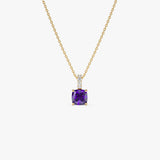 14K Cushion Cut Amethyst with Diamond Bail 14k Gold Ferkos Fine Jewelry