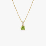 14K Cushion Cut Peridot with Diamond Bail 14k Gold Ferkos Fine Jewelry