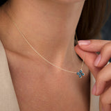 14K Four Leaf London Blue Topaz Clover Necklace Ferkos Fine Jewelry
