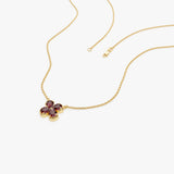 14K Four Leaf Garnet Clover Necklace Ferkos Fine Jewelry