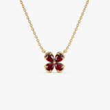 14K Four Leaf Garnet Clover Necklace 14k Gold Ferkos Fine Jewelry