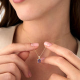 14K Emerald Cut Amethyst Vertical Bezel Setting Pendant Ferkos Fine Jewelry