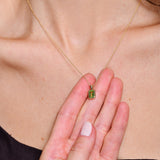 14K Emerald Cut Peridot Vertical Bezel Setting Pendant Ferkos Fine Jewelry