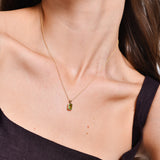 14K Emerald Cut Peridot Vertical Bezel Setting Pendant Ferkos Fine Jewelry