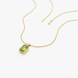 14K Emerald Cut Peridot Vertical Bezel Setting Pendant Ferkos Fine Jewelry