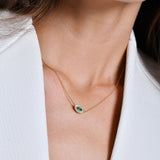 14k Marquise Emerald Diamond Halo Necklace Ferkos Fine Jewelry