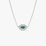 14k Marquise Emerald Diamond Halo Necklace 14k White Gold Ferkos Fine Jewelry