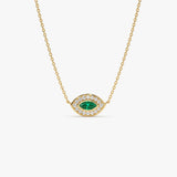 14k Marquise Emerald Diamond Halo Necklace 14k Gold Ferkos Fine Jewelry
