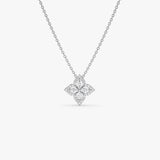 14k Diamond Petal Cluster Pendant Necklace 14k White Gold Ferkos Fine Jewelry