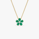 14k Gold Emerald and Diamond Floral Pendant 14K Gold Ferkos Fine Jewelry