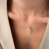 14k Gold Pavé Diamond Cross Pendant Necklace Ferkos Fine Jewelry