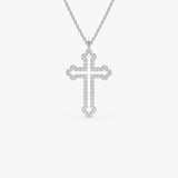14k Gold Pavé Diamond Cross Pendant Necklace 14k White Gold Ferkos Fine Jewelry