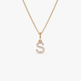 14K Gold Diamond Initial Pendant on a Bail 14K Rose Gold Ferkos Fine Jewelry