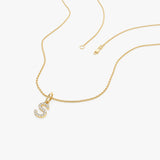 14K Gold Diamond Initial Pendant on a Bail Ferkos Fine Jewelry