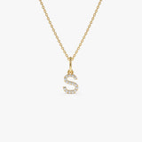 14K Gold Diamond Initial Pendant on a Bail 14K Gold Ferkos Fine Jewelry