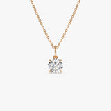 1.00 Ctw 14k Round Solitaire Lab Grown Diamond Classic Charm Necklace - Fania Ferkos Fine Jewelry
