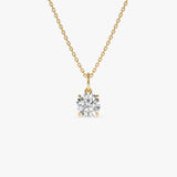 1.00 Ctw 14k Round Solitaire Lab Grown Diamond Classic Charm Necklace - Fania 14k Gold Ferkos Fine Jewelry