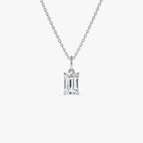 1.00 Ctw 14k Emerald Cut Lab Grown Diamond Classic Charm Necklace - Rina 14k White Gold Ferkos Fine Jewelry
