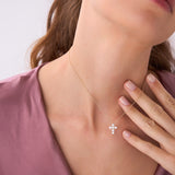 14k 0.99 Ctw Round Brilliant Lab Grown Diamond Cross Necklace - Imani Ferkos Fine Jewelry