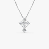 14k 0.99 Ctw Round Brilliant Lab Grown Diamond Cross Necklace - Imani 14k White Gold Ferkos Fine Jewelry