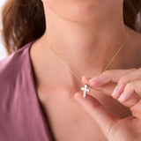 1.25 Ctw 14k Emerald Cut Lab Grown Diamond Cross Necklace - Addison Ferkos Fine Jewelry