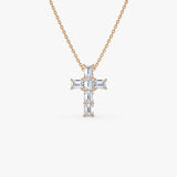 1.25 Ctw 14k Emerald Cut Lab Grown Diamond Cross Necklace - Addison Ferkos Fine Jewelry