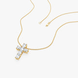 1.25 Ctw 14k Emerald Cut Lab Grown Diamond Cross Necklace - Addison Ferkos Fine Jewelry